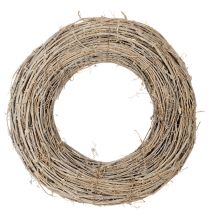 Artikel Dekorativ krans, rattangrene, hvidvasket, til kreativt design, 50 cm