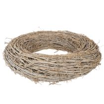 Artikel Dekorativ krans, rattangrene, hvidvasket, til kreativt design, 50 cm