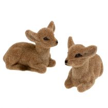 Artikel Hjorte siddende flokket 8cm 6 stk