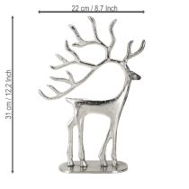 Artikel Rensdyr dekoration hjorte figur metal sølv H31cm