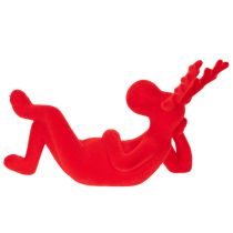 Artikel Dekorativ rød rensdyrfigur, liggende, moderne design, 24 cm, 2 stk.