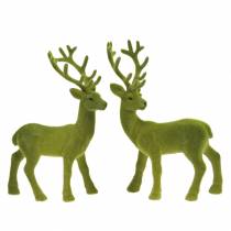 Artikel Dekorative rensdyr flokkede mosgrøn 20cm 2 stk