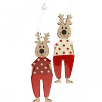 Rensdyr at hænge, julepynt, juletræspynt, træpynt til advent H13cm 8stk