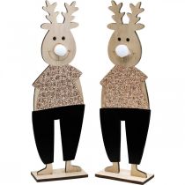 Artikel Rensdyr træ dekorativ figur standee jul 12×6,5cm H45cm 2stk
