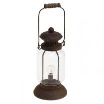 Retro lampe LED lanterne rustbrun varm hvid Ø11cm H30cm