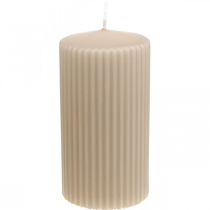 Søjlelys beige rillet lys 70/130mm 4stk