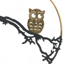 Artikel Vinduesdekoration ugle på gren efterår, dekorativ ring metal 22cm