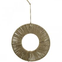 Ringbeklædt, sommerdekoration, dekorativ ring til at hænge op, naturfarver i boho-stil, sølv Ø29,5 cm