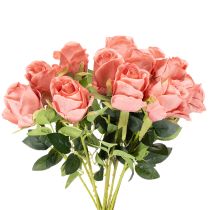 Artikel Kunstige roseblomster i en buket, lang stilk 62 cm, 12 stk.