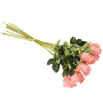 Artikel Kunstige roseblomster i en buket, lang stilk 62 cm, 12 stk.
