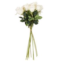 Artikel Kunstig rosenblomst, lang stilk, til vase, 62 cm, 12 stk.