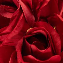 Artikel Kunstig rose med lang stilk, rød kunstig blomst, 62 cm, 12 stk.