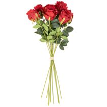 Artikel Kunstig rose med lang stilk, rød kunstig blomst, 62 cm, 12 stk.