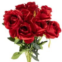 Artikel Kunstig rose med lang stilk, rød kunstig blomst, 62 cm, 12 stk.
