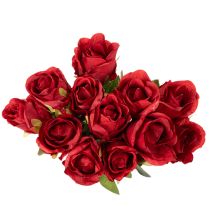 Artikel Kunstig rose med lang stilk, rød kunstig blomst, 62 cm, 12 stk.