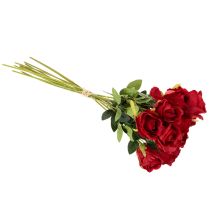 Artikel Kunstig rose med lang stilk, rød kunstig blomst, 62 cm, 12 stk.