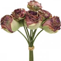 Roser antik pink, silke blomster, kunstige blomster L23cm 8stk