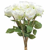 Artikel Dekorative rosensilkeblomster i bundt creme 36cm 8 stk
