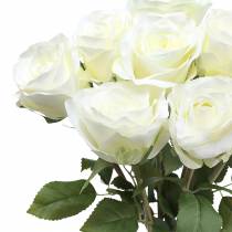 Artikel Dekorative rosensilkeblomster i bundt creme 36cm 8 stk