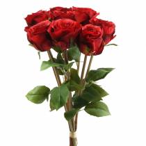 Artikel Rose i bundt kunstrød 36cm 8 stk