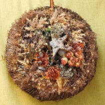 Rosebund, silkeblomster, kunstige roser orange, antikt look L23cm 8stk