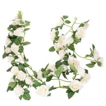 Artikel Kunstig rosenkrans med hvide blomster til dekoration, 170 cm