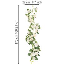 Artikel Kunstig rosenkrans med hvide blomster til dekoration, 170 cm