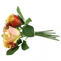 Artikel Orange rosebuket Ø17cm L25cm kunstige blomsterdekoration efterårsborddekoration til bryllup