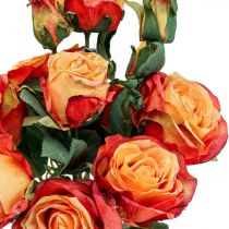 Buket roser kunstige roser silke blomster orange 53cm bundt