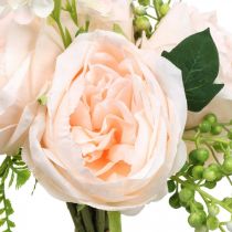 Kunstig rose buket, silke blomster buket, roser i bundt, kunstig rose buket Pink L28cm
