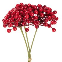Artikel Julegren med røde bær, 27 cm, bundt med 3 stk.