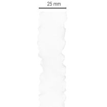 Artikel Hvidt flæset organzabånd, dekorativt bånd, 25 mm bredt, 10 m langt