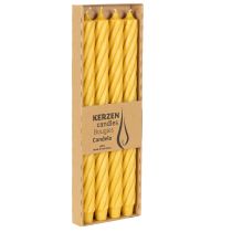 Artikel Rustic Twist Candles, høje koniske lys, ensfarvede gule, 350/28 mm, 4 stk.