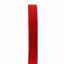 Fløjlsbånd rød 15mm 7m