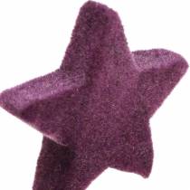 Artikel Scatter dekoration stjerner flockede fløjlsstjerner lilla bær 4/5cm 40 stk