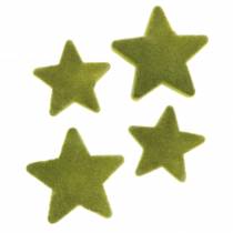 Artikel Scatter dekoration stjerner flockede mosgrøn 4cm/5cm 40p