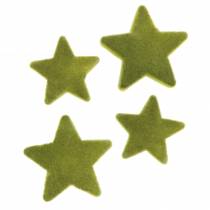 Artikel Scatter dekoration stjerner flocket mosgrøn 4cm/5cm 40 stk