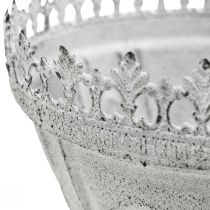 Dekorativ kop metal dekorativ skål hvid med kronekant H15cm
