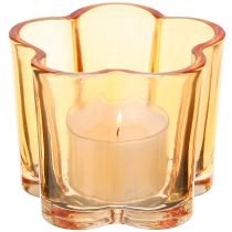Artikel Skål glas fyrfadsstage blomst orange Ø7,5cm H6cm 6stk