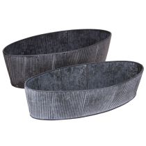 Artikel Skål Oval Metal Sort Grå Vintage 32,5/37 cm Sæt med 2