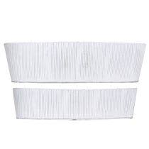 Artikel Oval metalskål i hvid sølv 32,5 cm/37 cm sæt med 2 stk