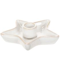 Artikel Keramik stjernelysholder, hvid, til keglelys, 12 cm, 2 stk.