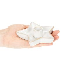Artikel Keramik stjernelysholder, hvid, til keglelys, 12 cm, 2 stk.