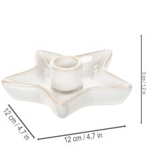 Artikel Keramik stjernelysholder, hvid, til keglelys, 12 cm, 2 stk.