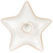 Artikel Keramik stjernelysholder, hvid, til keglelys, 12 cm, 2 stk.