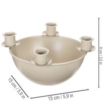Artikel Lysestage med 4 holdere, moderne adventskrans, beige, 15 cm