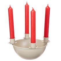 Artikel Lysestage med 4 holdere, moderne adventskrans, beige, 15 cm