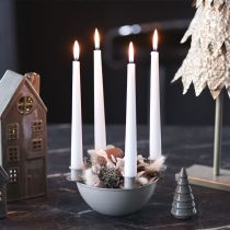 Artikel Lysestage med 4 holdere, moderne adventskrans, beige, 15 cm