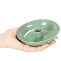 Artikel Grøn metallysestage, dekorativ, til keglelys, 13 cm