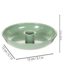 Artikel Grøn metallysestage, dekorativ, til keglelys, 13 cm